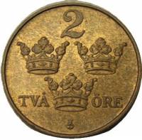 () Монета Швеция 1909 год 2  ""   Бронза  UNC